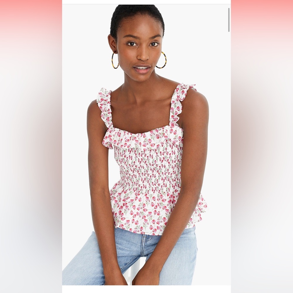 J.Crew x Liberty smocked ruffle top